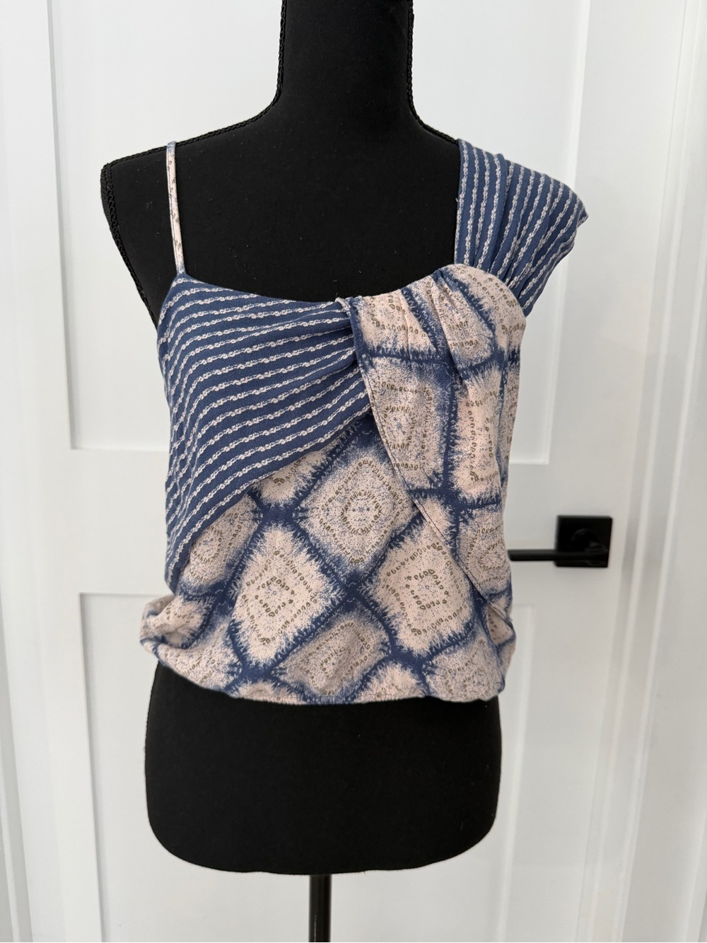 Free People Y2K Boho Asymmetrical Draped Print Top Small